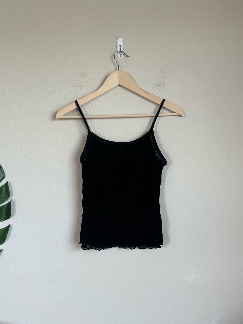Vintage Rampage Black Mesh Lettuce Edge Cami